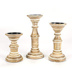 Candle Holder Stand Wooden, Pillar Candle Holders, Unity Candle Holders, Rounded Turned Colums, Country Style Ideal for Gift, Wedding, Christmas, Party, Home,Spa - 10,8,6 Inch- Set of 3, White Wash - color: White Wash, size: 10,8,6 Inch Set of 3 - Mid Cut