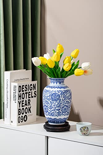 Blue Vase, Chinoiserie Vase, Ginger Jar Vase for Home Decor, Blue and White Porcelain Decor,9 "H - size: BlueA 9"H