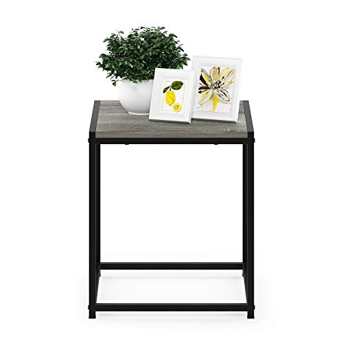 FURINNO Camnus Modern Living End Table, French Oak Grey, 15.75 in x 15.75 in x 17.83 in - color: French Oak Grey, size: 1 Tier, Metal Frame