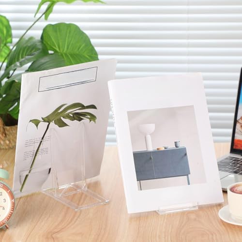 6 Pack 5.91 Inch Acrylic Book Stand for Display Adjustable Clear Display Holder Easel Collector Stand for Home Office Back to School Comic Album Cd Magazine Postcard Artworks - size: 5.91 x 6.1 x 3.15 inch