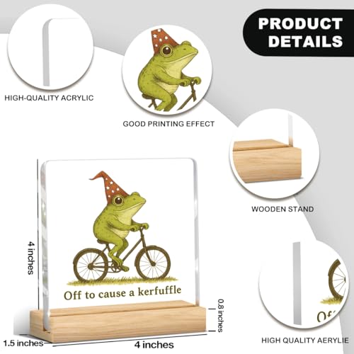 Frog Funny Office Decor Funny Desk Decor Coworker Gifts Off To Cause A Kerfuffle Acrylic Humor Gift for Women Men Boss Coworker Home Office Decorations - color: Off To Cause A Kerfuffle