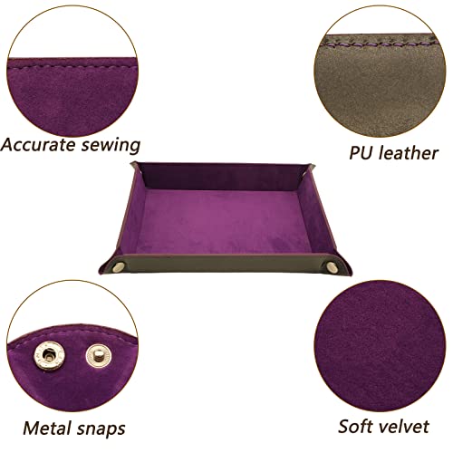 Valet Organizer - Catchall Tray for Jewelry, Wallets, Watches, Keys, Coins, Phones, Glasses - Perfect for Nightstand, Desk, Entryway - color: Purple