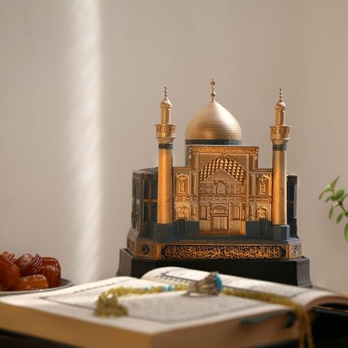 Islamic Home Decoration, Muslim Table Art Decor, Imam Ali (AS) Holy Shrine Replica Model, Najaf, Iraq, Rajab Eid Gifts for Muslim, Bookend, Islamic Decor, Size: Large, Color: Gold