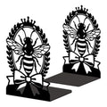 Peacoblue Metal Bookends for Shelves, Modern Decorative Heavy Duty Study Book Ends Stoppers for Office, Desk, Shelf, Room 5.3"x4.3"x7.9" Cast Iron Simple Tall Bookends 1 Pair (Bee with Laurel Wreath) - style: Bee with Laurel Wreath