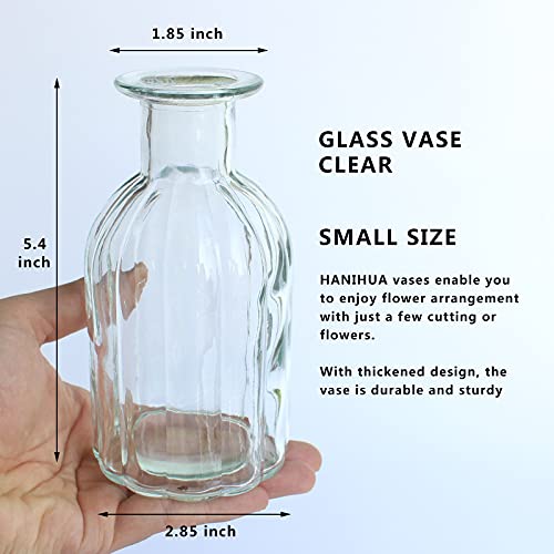 Bud Vases Set of 6 Small Glass Vase for Flowers, Clear Vase Set for Wedding Decor, Home Decorative Vases for Table Shelf, Mini Bud Vases in Bulk 2.85"X 5.4" - size: 6 Pcs