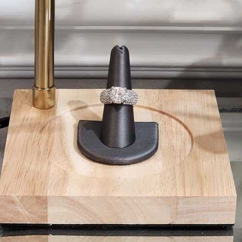 MOOCA 6 Pcs Set Finger Ring Stand Jewelry Display Holder Showcase Ring Display Drawer Leatherette Storage Jewelry Stands for Shows, Metal Steel Gray Faux Leather, 2" W x 2" H - color: Steel Gray