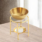 Qianly Essential Oil Burner Tealight Candle Holder Essential Oil Warmer Waxes Melt Burner for Home - color: Gold