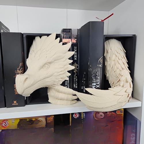 Dragons Awakening Book End – Fantasy Book Nook Insert for Dragon Readers – Unique Home Decor for Bookshelves & Libraries (Head and Tail - Wind Dragon) - color: Head and Tail - Wind Dragon