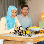 COCHIE Metal Eid Mubarak Sign, Ramadan Decorations for Home, Shelf, Mantel, Indoor, Moon Star Eid Decor, Eid Mubarak Ramadan Table Top Party Decoration (Eid) - style: Eid