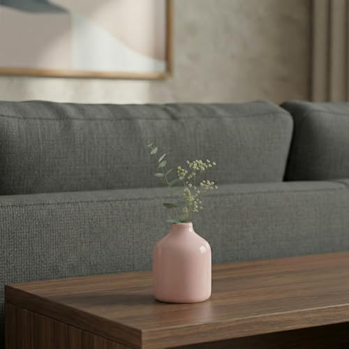 Sunddo Cute Pink Vase for Flowers - 4 Inch Small Modern Ceramic Vase for Centerpieces, Minimalist Bottle Decorative Vases Home Decor, Office Desk, Bedroom, Table, Book Shelf Decor - color: Pink, size: 4 inch