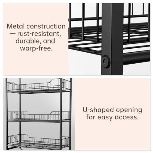 5-Tier Metal Display Rack Large Snack Shelving Unit with Hanging Panels and 12 Hooks 4 Casters for Easy Mobility Freestanding Display Unit Ideal for Supermarkets and Retail Stores (65.23H*23.8W*10.4D) - size: 65.23H*23.8W*10.4D