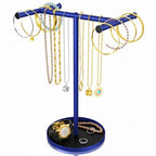 Necklace Holder Organizer, Metal Jewelry Stand to Prevent Bangles, Necklaces, Bracelets, Rings, Earrings and Watch Tangling - color: Blue