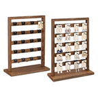 Ikee Design Free Assemble 2 Pcs Set Wooden Jewelry Display Rack with 20 Removable Metal Hooks/Each, Earring Card Display Holder Stand for Necklaces,Bracelet, Keychain Stand, Brown Color - color: 9) Brown, 2 Pieces