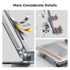 UGREEN Tablet Stand Holder for Desk Dual Rod Support Aluminum Tablet Holder Adjustable Multi-Angle Home Office Accessories Compatible with iPad Pro 13 12 11 10.5 Air Mini 5 4 3 2 Phone E-Reader Silver - color: Silver