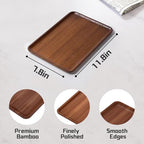 XZHXFX Bamboo Vanity Tray, Decorative Tray for Counter, Coffee Table, Kitchen, Bedroom (Small) - size: 11.8" x 7.9" x 0.6"