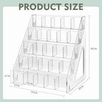 Bookmark Display Stand for 2.5''Bookmark, 5 Tier 25 Pockets Clear Acrylic Sticker Holder for Vendor Events Retail, Portable Stamp Display Shelf Rack