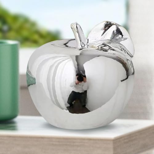 Fenteer Fruit Sculpture Desktop Statue Delicate Ideal Gifts Artistic Ornament Ceramic Figurine for Rooms Porches Desktops Homes Cafes, Silver, L - color: Silver, size: Large