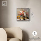 Art Remedy Cat Floral Vase Perfume Canvas Fashion Pet Art, White Frame, 16" x 16" - color: White Frame, size: 17"L x 17"W