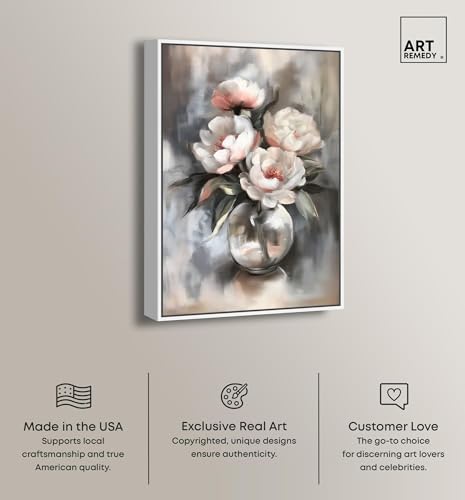 Art Remedy Glass Vase Flowers Canvas Luxury Floral Art, White Frame, 30" x 45" - color: White Frame, size: 46"L x 31"W
