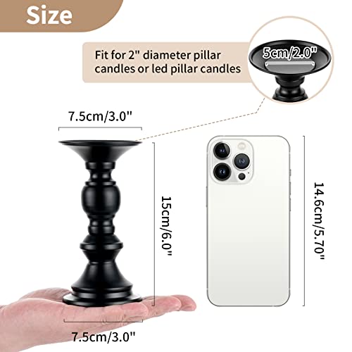 Nuptio 10 Pcs Black Candle Holders for Pillar Candles, Metal Candle Holder for 50mm Candles, Pillar Candle Holder Centerpieces for Wedding Anniversary Housewarming Christmas Party Tables - color: Black, size: 10 Pcs