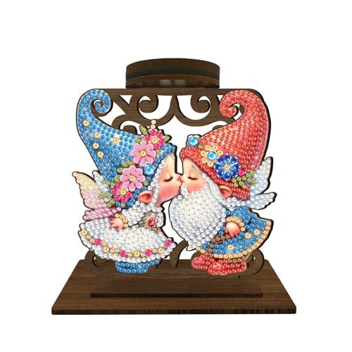 BAYUNOE DIY Candlestick Holders Wooden Desktop Diamond Art Painting Candle Holder Double-Sided Diamond Vintage Modern Decorative for Table Mantel Wedding Dinning Party-Goblin Kiss - color: Goblin Kiss