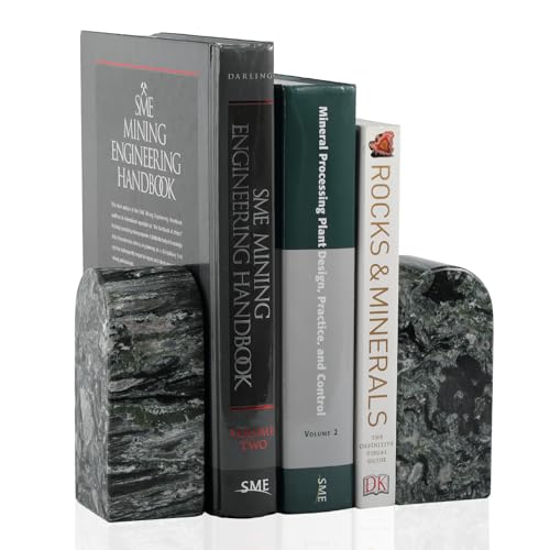 Koville Natural Marble Bookends for Shelves, Decorative Book Ends, 7lbs Heavy-Duty Marble Book Holders, Bookshelf Apartment Decor for Normal Books/CD/Video Games(Olive Green) - color: Green Marble-olive Green, size: 7lb