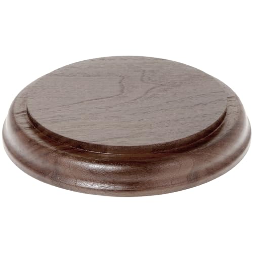 Plymor Solid Walnut Round Wood Display Base with Ogee Edge, 4.75" W x 4.75" D x 0.75" H - size: 4.75" x 4.75" x 0.75"