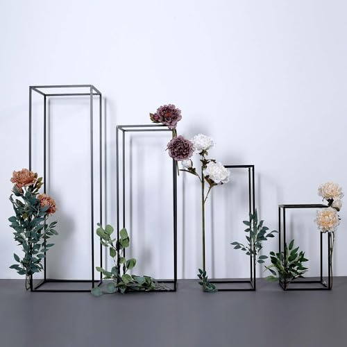 Efavormart Set of 4 - Matte Black Wedding Flower Stand - Metal Vase Column Stand - Geometric Centerpiece Vase - 16", 24", 32", 40" - color: Matte Black, size: 4 Pack 16‘’24‘’32‘’40‘’