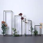 Efavormart Set of 4 - Matte Black Wedding Flower Stand - Metal Vase Column Stand - Geometric Centerpiece Vase - 16", 24", 32", 40" - color: Matte Black, size: 4 Pack 16‘’24‘’32‘’40‘’