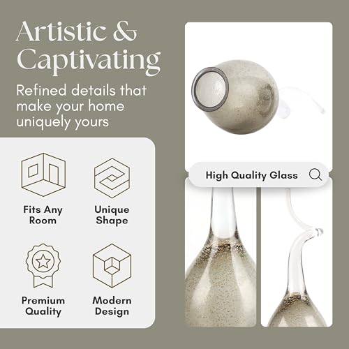 Glass Modern Sculpture – Elegant Clear Glass Sculpture for Home Decor - Contemporary Modern Bookshelf Decor, Coffee Table Decoration for Living Room, Decorative Object for Shelves – 17", Clear