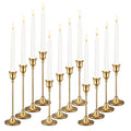 Set of 12 Brass Gold Candle Holder Candlestick Holders Taper Candle Holders Metal Candle Stick Wedding Centerpieces for Tables Candlelight Dinner Home Decor(Candles not Include) - size: 4 Set