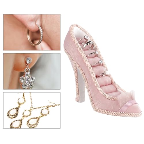 Jewelry Stand, Fashion High Heeled Shoes Ring Display Stand, Necklace Ring Holder for Girls, Bridal, Women Gifts (High Heels)