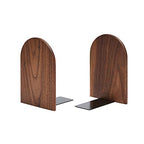 Pandapark Wood Bookends,Non-Skid Bookend for Shelves,Heavy Duty Bookends,Book Stand for Books/CDs,1 Pair - color: Black Walnut-b Plus