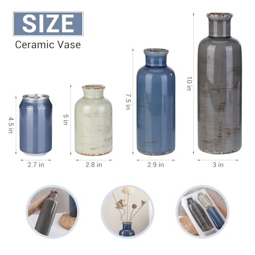 Small Ceramic Vase Set of 3, Boho Modern Flower Vase Room Decor, Farmhouse Decor, Vases for Your Kitchen, Bathroom, Bedroom, Living Room, Office&Shelf Centerpiece Table Decorations - color: Multicolor - 104bl
