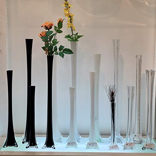 WGV Eiffel Tower Vase Bulk, Open 0.75", Height 12", (Multiple Sizes Choices) White Glass Floral Container with Sturdy Base, Flower Centerpiece for Wedding Event Home Decor, Arts Crafts, 24 Pieces - color: White (1 Case), size: 12"H