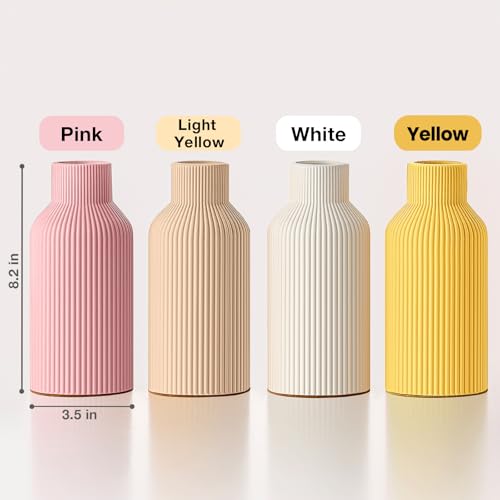Mfacoy Ceramic Flower Vase, Minimalist Decor, Modern Home Decorative Vase, 8 in Small Pampas Grass Vases For Kitchen, Bedroom, Office, Living Room, Bathroom, Shelf Centerpiece Table Decorations (Pink) - color: Pink