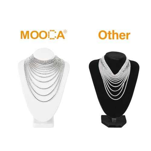 MOOCA 2 Pcs Small Necklace Chain Jewelry Bust Display Holder Stand, Necklaces Display Mannequin, Jewelry Bust Stand 7 1/4 in H, White Leatherette - color: 1) White Faux Leather, 2 pieces