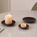 Black Nordic Creative Iron Candle Tray, Modern Minimalist Home Decor Centerpiece, Tabletop Candle Holder