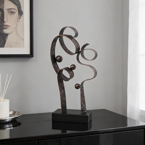 Abstract Metal Sculpture Home Decor – Modern Minimalist Line Art Statue Decorations for Table, Shelf, Living Room, Office & Entryway (Curved Sphere Metal Sculpture) - color: Curved Sphere Metal Sculpture
