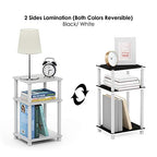 Furinno JUST Side Table, 3-Tier End Table, Open Shelves Night Stand, Bedside Table, Toolless Assembly, for Living Room, Bedroom, Bathroom, White(Espresso) | with Plastic Poles, 1-Pack - color: White/Espresso, size: 3-Tier, Round Pole, style: 1-Pack