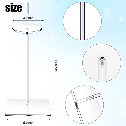 Yookeer 2 Set 12 Inch Clear Acrylic Hat Stands and Wig Display Rack Stands for Multiple Hats Display Tabletop Baseball Caps Watch Tabletop (Square Bottom) - color: 12 Inch in Height, style: Square Bottom