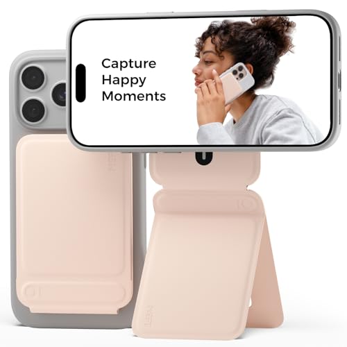 MOFT Phone Tripod Stand Selfie Stick for iPhone, Multi-Angles iPhone Stand, Lightweight & Portable Phone Holder, Strong Magnets, MOVAS Vegan Leather, Travel Essentials, Peach Pink (Without Card Slot) - color: Peach Pink x Without Card Slot, size: Wthout C