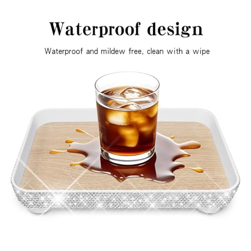 Bling Decorative Tray for Coffee Table，Glitter Coffee Table Decor Table Trays Decorative，Shiny Perfume Organizer Dresser Perfume Tray (Square - 9" x 6") - size: 9.5" x 6" x 1.9"