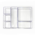 Isaac Jacobs 6-Tray Clear Acrylic Organizer Set, (Six Individual Trays), Multi-Purpose, Stackable Storage Solution for Makeup, Crafts, Desk, School, Office Supplies & More, for Bathroom, Kitchen