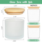SUPMIND 4oz Candle Jars 12 Pack - Frosted Bulk Small Glass Candle Containers with Bamboo Lids, Stickers and Labels - Dishwasher Safe - color: Frosted, size: 4oz