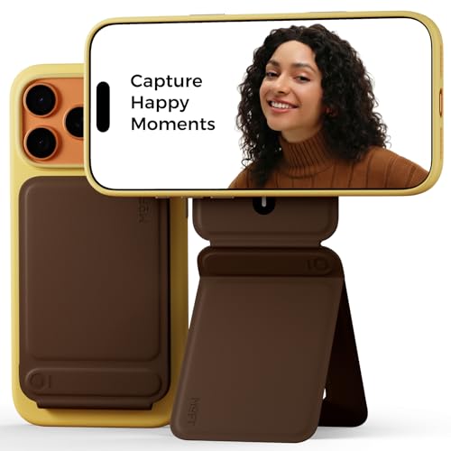MOFT Phone Tripod Stand Selfie Stick for iPhone, Multi-Angles iPhone Stand, Lightweight & Portable Phone Holder, Strong Magnets, MOVAS Vegan Leather, Travel Essentials, Brownie (Without Card Slot) - color: Brownie x Without Card Slot, size: Wthout Card Sl