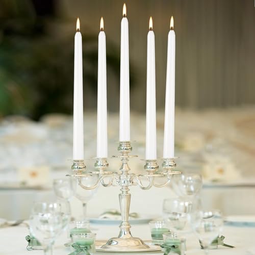 YOROXRG 36 Pack White Taper Candles, 7-8 Hours Burn Time, Unscented, Smokeless and Dripless, 0.8 x 10 Inch Dinner Candle Set for Household, Wedding, Party and Home Décor Candlesticks - color: White-36