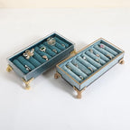 GemeShou velvet slots Ring holder for jewelry organizer, Earring ring display stand for selling, felt ring jewelry holder tray showcase【Velvet slots Ring Holder-Light blue】 - color: Light blue
