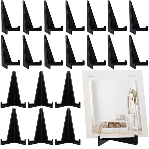 Bucherry 20 Packs Card Display Stand 3.4" Acrylic Easel Stands Mini Picture Coin Display Easel Holder Baseball Sports Card Trading Graded Holder for Challenge Coin Photo Frame Medal Watch (Black) - color: Black
