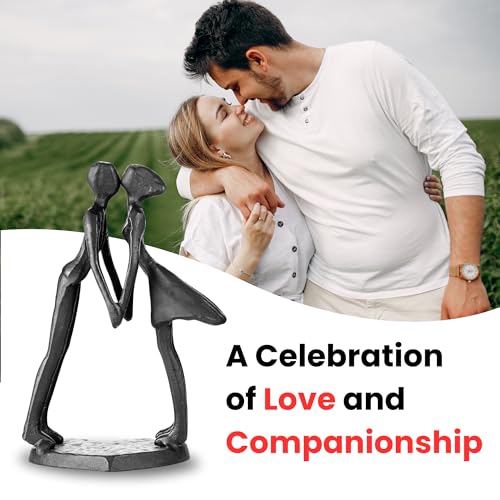 Cast Iron Gift for Anniversaries Wedding Anniversary Couple Sculpture Decorative Metal Statues Decor Metal Sculpture Art Romantic Figurines Propos Love Ornament for Couples Valentines - style: Sweet Kiss